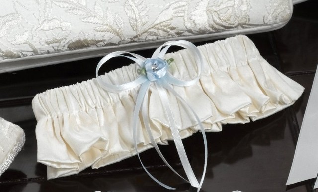 Silk Garter with Blue Flower